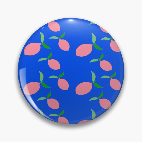 Aperçu de l'œuvre  Citrons roses avec des feuilles vert clair et foncé sur fond de cobalt créée et vendue par LavenderMint.