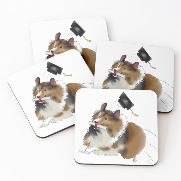 Item preview, Cute Sheltie Jumping Wearing a Graduation Cap and Holding a Diploma designed and sold by ElysianCreation.