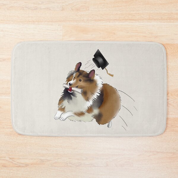 Item preview, Cute Sheltie Jumping Wearing a Graduation Cap and Holding a Diploma designed and sold by ElysianCreation.