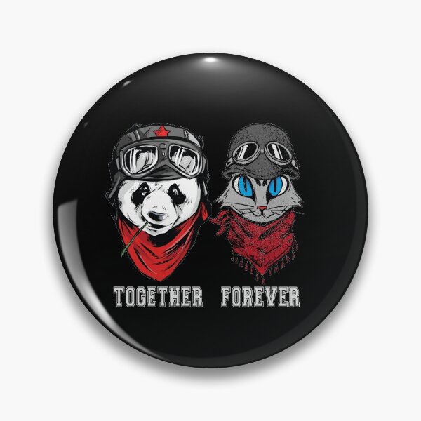 Item preview, Panda and cat couple in hats and goggles with the words together forever designed and sold by ajtechdesigns.