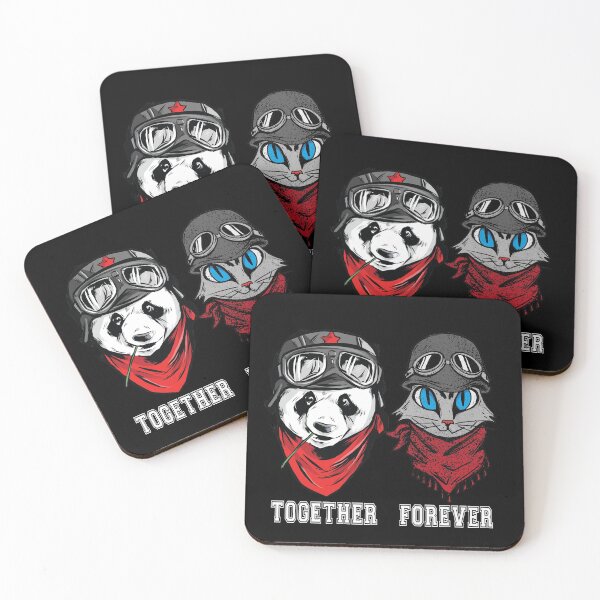 Item preview, Panda and cat couple in hats and goggles with the words together forever designed and sold by ajtechdesigns.