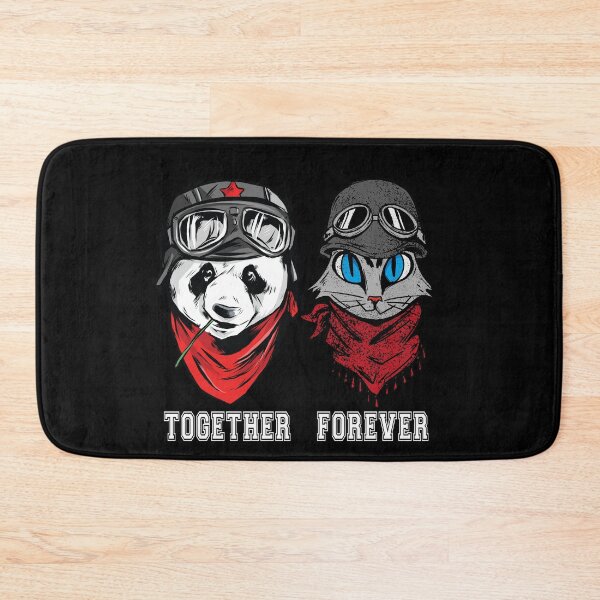 Item preview, Panda and cat couple in hats and goggles with the words together forever designed and sold by ajtechdesigns.