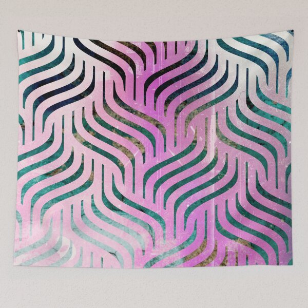 Item preview, Pink And Turquoise Wavy Diamonds Pattern  designed and sold by Designs By YL.