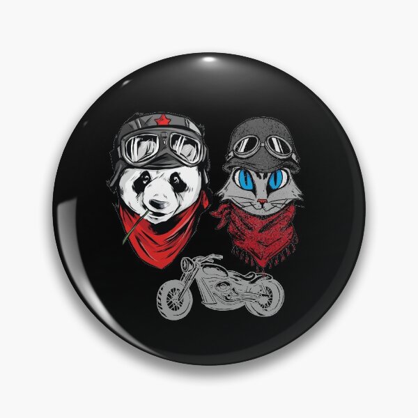 Item preview, Panda and cat couple in hats and goggles that rides together stays together designed and sold by ajtechdesigns.