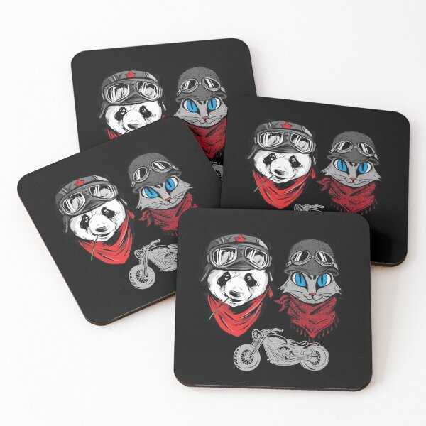Item preview, Panda and cat couple in hats and goggles that rides together stays together designed and sold by ajtechdesigns.