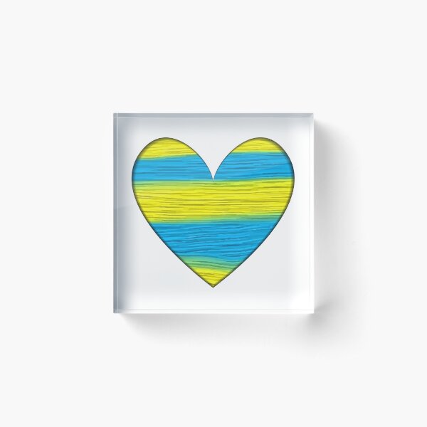 Item preview, Oil Stripes Heart Concept - Ukrainian National Flag Colors - Oil Paints Stroke Silhouette Template designed and sold by Aenota.