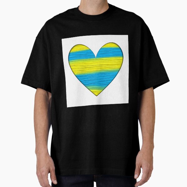 Item preview, Oil Stripes Heart Concept - Ukrainian National Flag Colors - Oil Paints Stroke Silhouette Template designed and sold by Aenota.