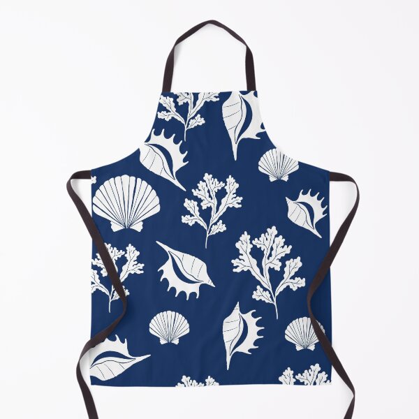 Item preview, Marine life seashell Beach house blue and white pattern designed and sold by trajeado14.