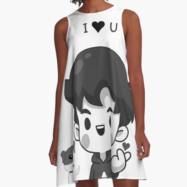 Cute Boy With Dog and Heart Classic  A-Line Dress