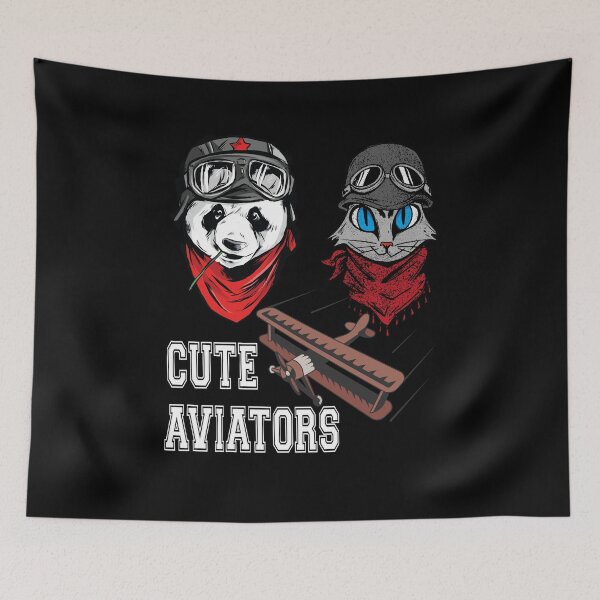 Item preview, Panda and cat couple in flying hats and goggles designed and sold by ajtechdesigns.