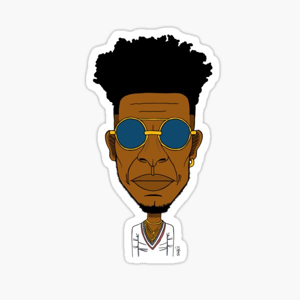 Portrait dessiné de saxophoniste (Lunettes) Sticker