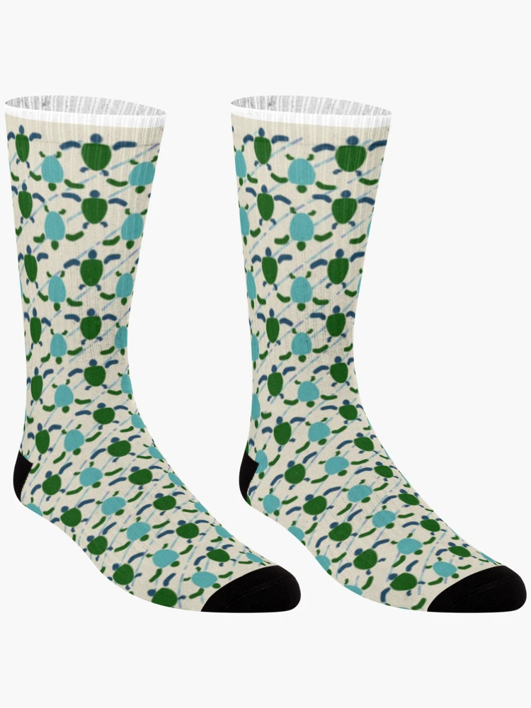 Thumbnail 3 of 5, Socks, Sea Turtle Optical Print Pattern designed and sold by CvLoria.