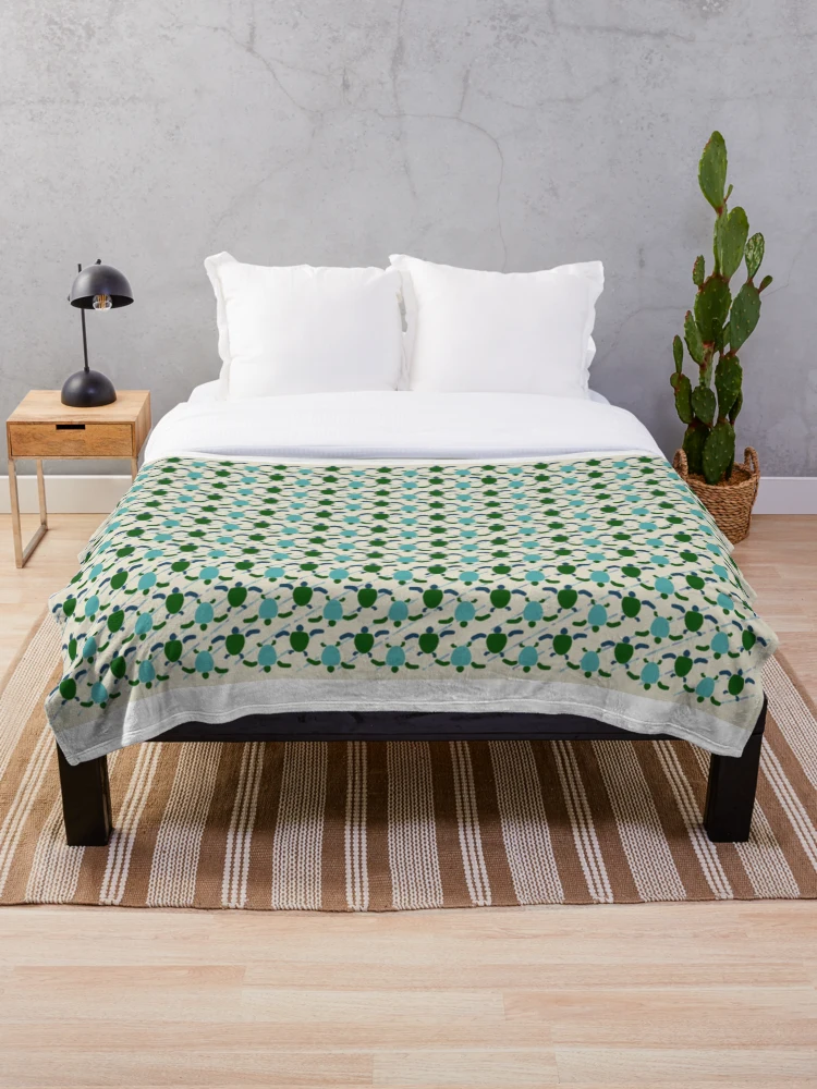 Thumbnail 1 of 6, Throw Blanket, Sea Turtle Optical Print Pattern designed and sold by CvLoria.