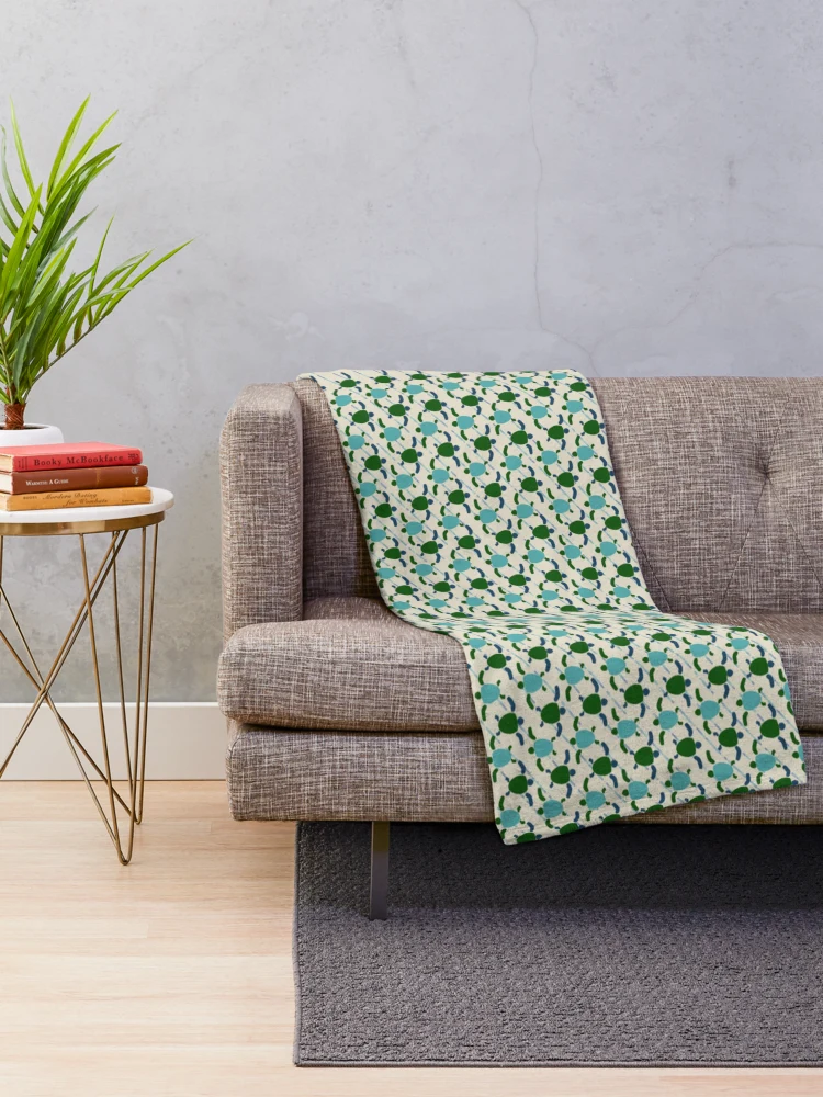 Thumbnail 2 of 6, Throw Blanket, Sea Turtle Optical Print Pattern designed and sold by CvLoria.