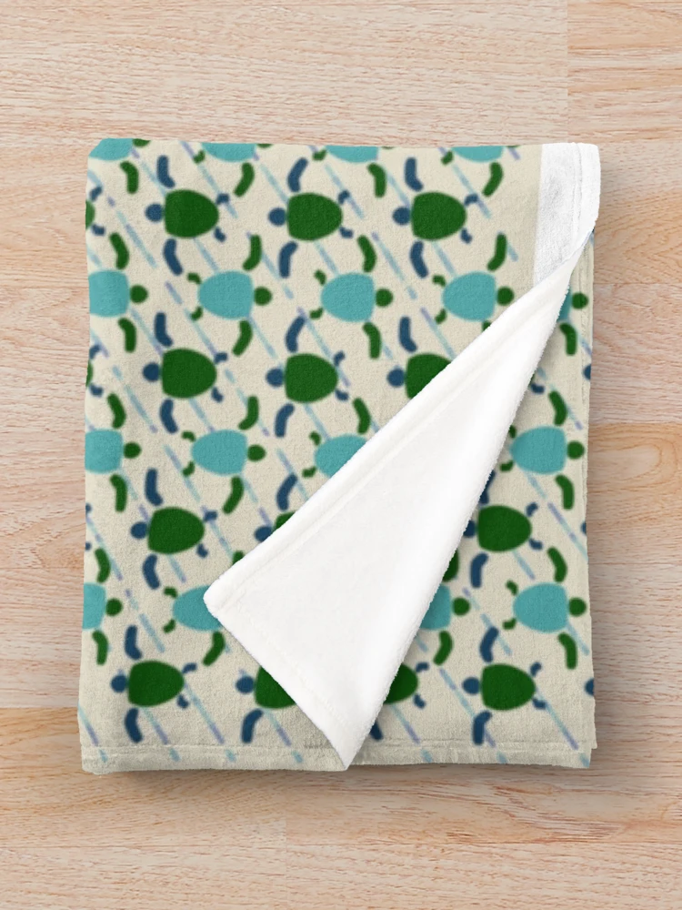 Thumbnail 3 of 6, Throw Blanket, Sea Turtle Optical Print Pattern designed and sold by CvLoria.