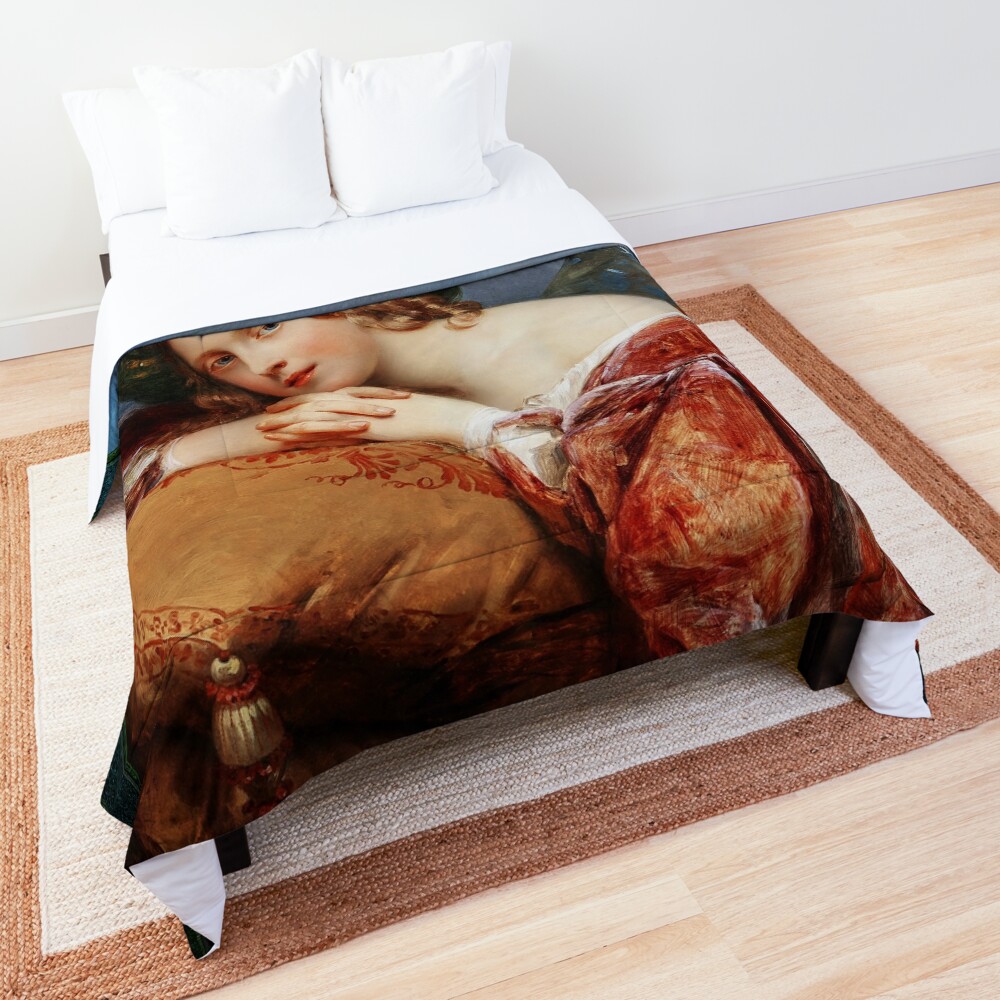Dame Mit Grünem Turban by Aimée Pagès-Brune Classical Art Xzendor7 Old Masters Reproductions Decorative Comforter