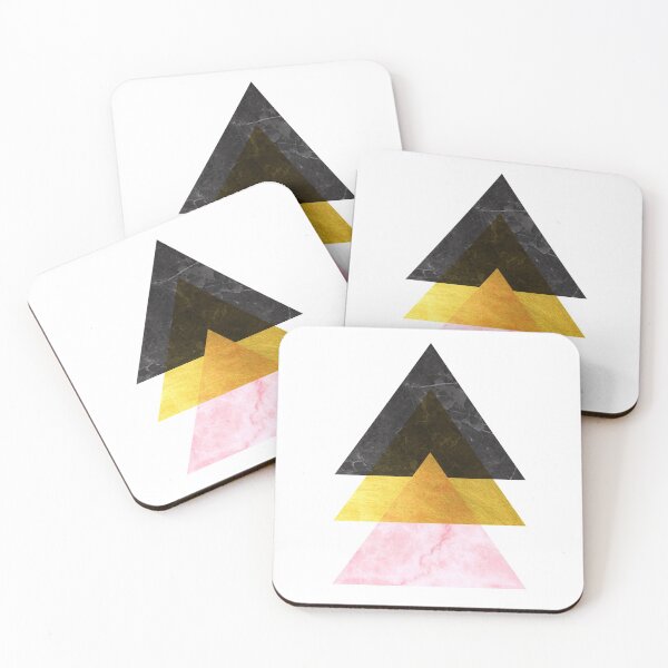 Item preview, Modern Pink Gold Black Marble Geometric Triangle designed and sold by Turkdesigner.