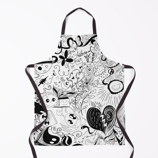 Item preview, Black and White Abstract Doodles Aesthetic Featuring clouds, hearts, aliens, flowers, and vamps designed and sold by Vizartsgirl.