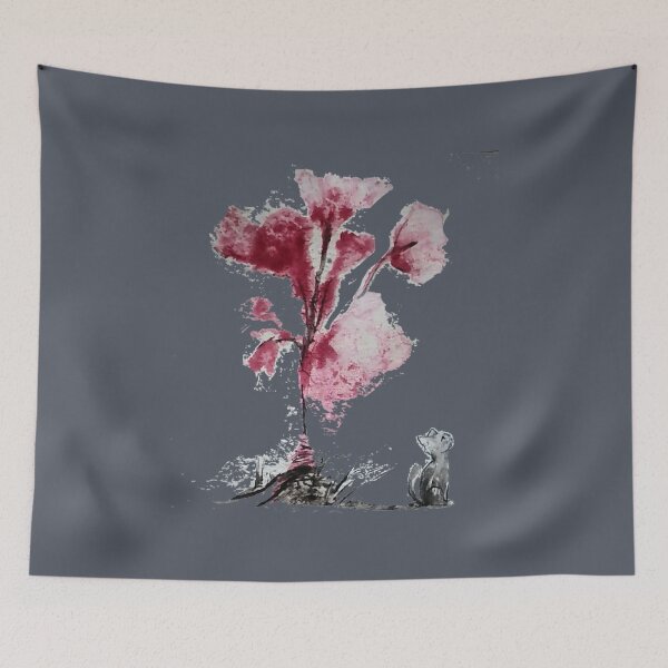 Item preview, Black cat looking at the moon under a red flower designed and sold by manuelunsui.