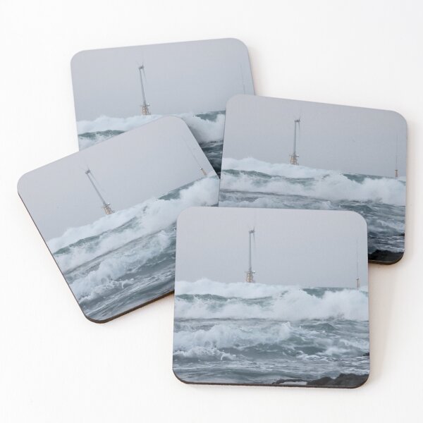 Item preview, The scenery of Crashing great waves on Wind-power generator and  rocks, Jeju Island, Korea. designed and sold by human8891.