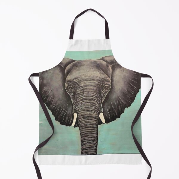 Item preview, Elephant portrait with blue/green background designed and sold by JessCarol-Art.