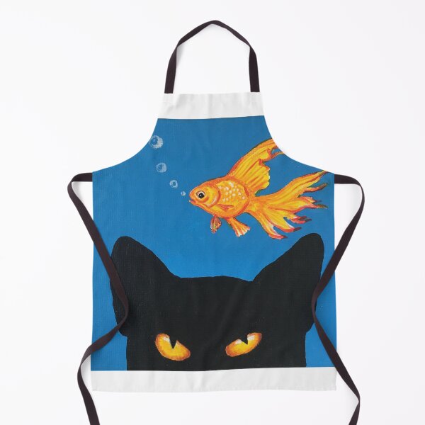 Item preview, Black Cat Watching a Nervous Goldfish designed and sold by JessCarol-Art.