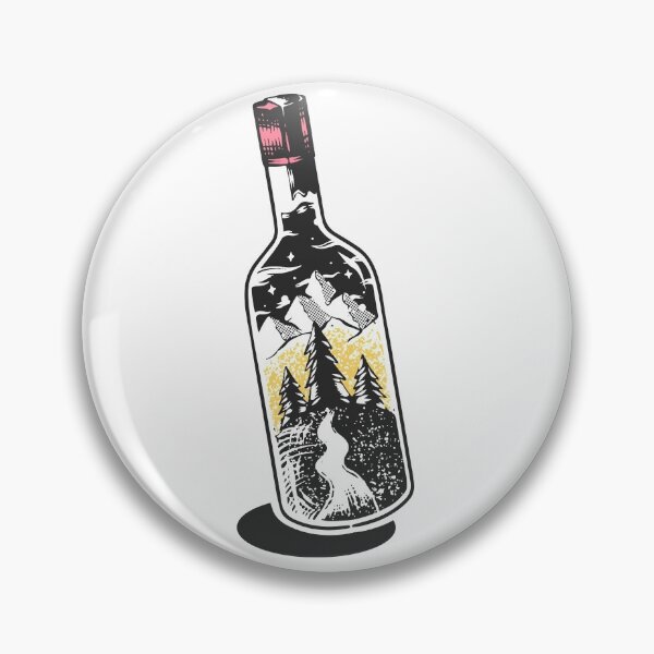 Artikelvorschau, Abzeichen mit Bergen in einer Flasche entworfen und verkauft von VerboShop.