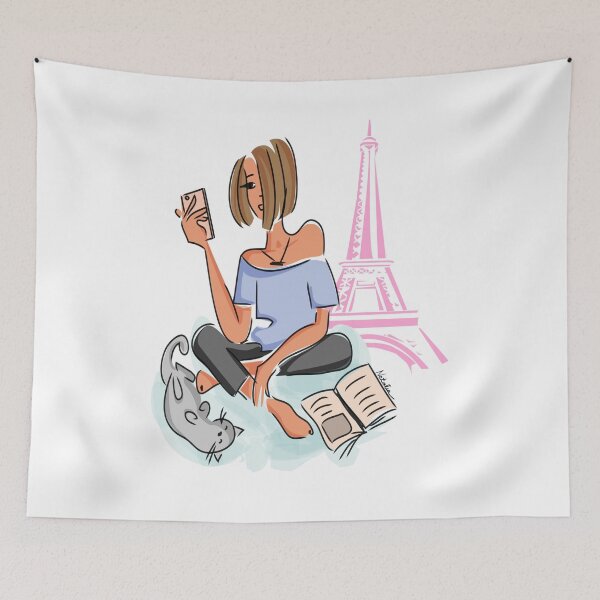 Item preview, Girl love paris, cats and read books - Paris lifestyle - french teenager designed and sold by PhotoPrise.