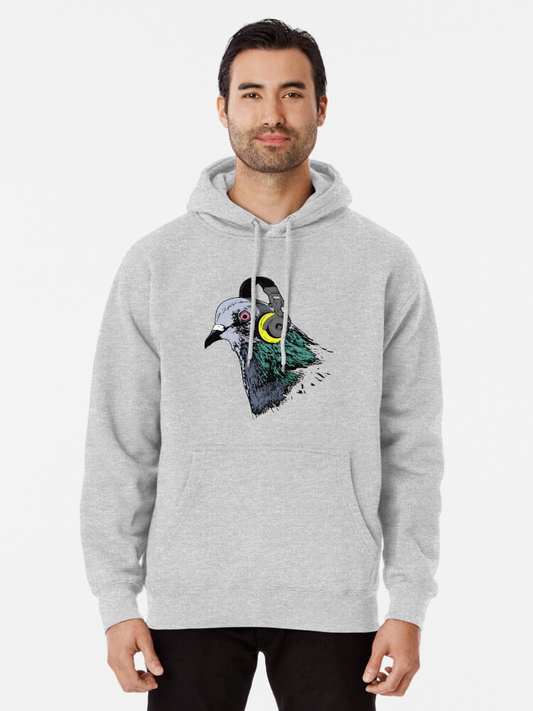 Thumbnail 1 of 5, Pullover Hoodie, Techno Pigeon v2 designed and sold by Nocturnal Prototype™.