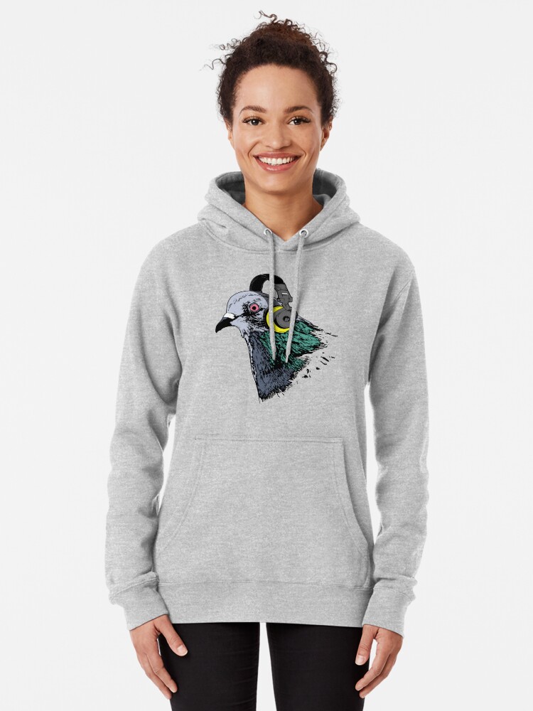 Thumbnail 2 of 5, Pullover Hoodie, Techno Pigeon v2 designed and sold by Nocturnal Prototype™.