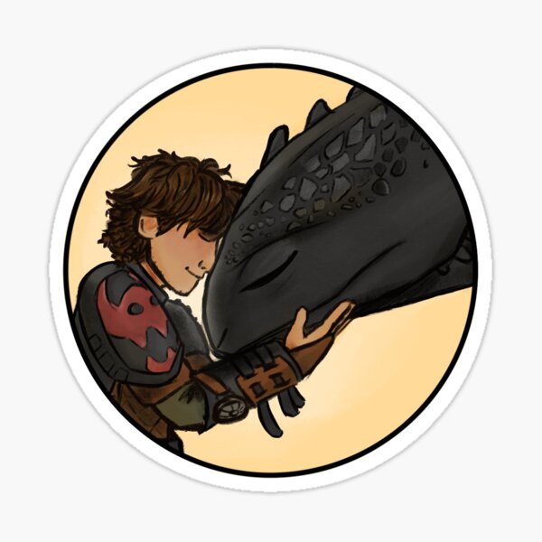 Hiccup And Toothless Sticker Circle Version Sticker For Sale By Alethaina Redbubble