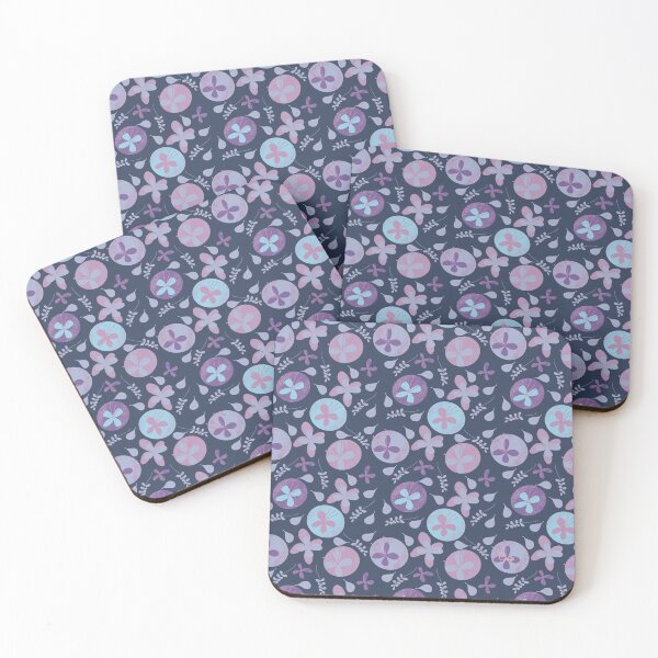Item preview, Whimsical Butterfly Flower Pattern on Dark Blue designed and sold by Artistestella.