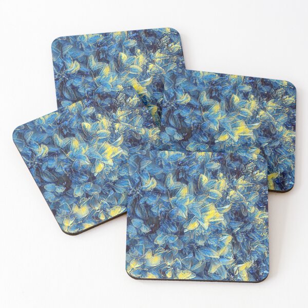 Item preview, Impressionist Yellow and Blue Bushes  designed and sold by iASunshine.