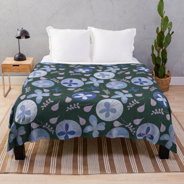Item preview, Whimsical Butterfly Flower Pattern on Navy Blue designed and sold by Artistestella.