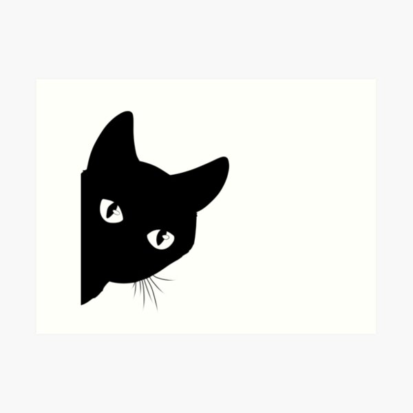 black-cat-peeking-around-the-corner-silhouette-art-print-for-sale-by-lady-lilac-redbubble
