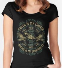 NATIVE AMERICAN EARTH IS MY CHURCH NATURE IS MY SPIRITUALITY Women's Fitted Scoop T-Shirt