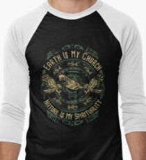 NATIVE AMERICAN EARTH IS MY CHURCH NATURE IS MY SPIRITUALITY Men's Baseball ¾ T-Shirt