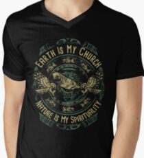 NATIVE AMERICAN EARTH IS MY CHURCH NATURE IS MY SPIRITUALITY Men's V-Neck T-Shirt