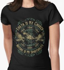 NATIVE AMERICAN EARTH IS MY CHURCH NATURE IS MY SPIRITUALITY Women's Fitted T-Shirt