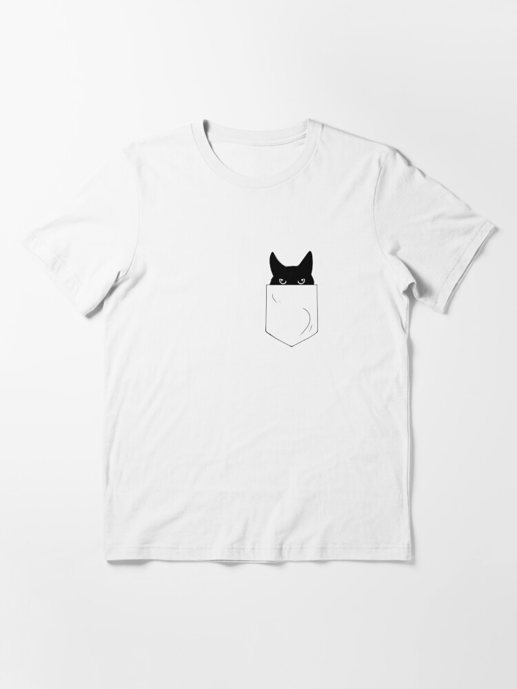 Cat peeking out outlet of pocket shirt