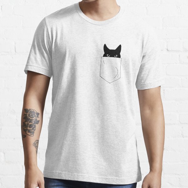 Black Cat Peeking Out Of Pocket T Shirt For Sale By Lady Lilac Redbubble Black Cat T 