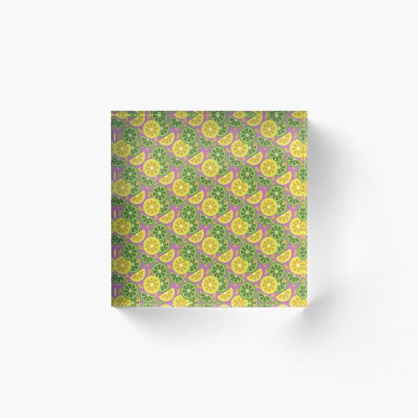 Sliced lemon and lime pattern Acrylic Block