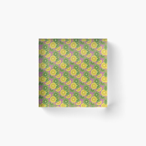 Sliced lemon and lime pattern Acrylic Block
