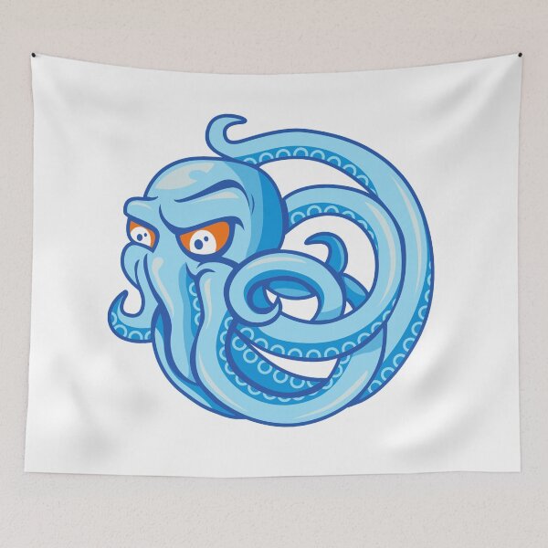 Item preview, angry blue octopus blue ocean sea monster designed and sold by treasure-crafts.