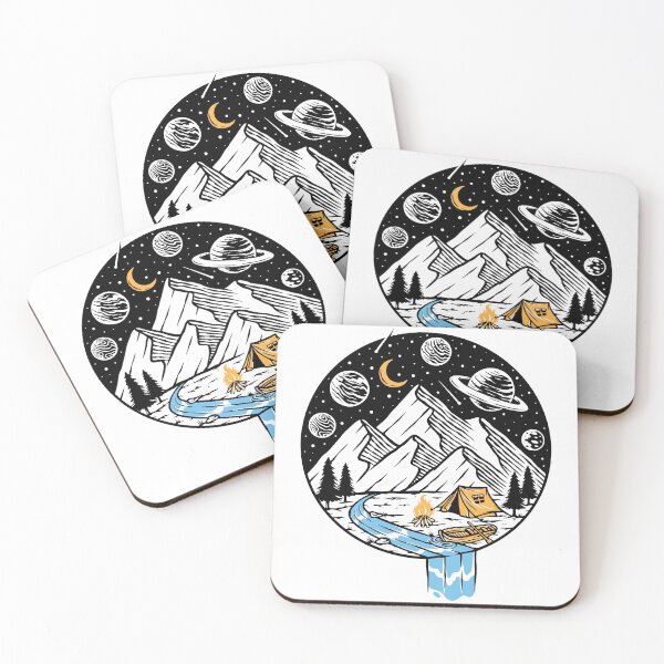 Item preview, Camping in the Mountains at Night Monoline designed and sold by VerboShop.