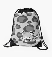 Sleepy Snow Leopard Drawstring Bag