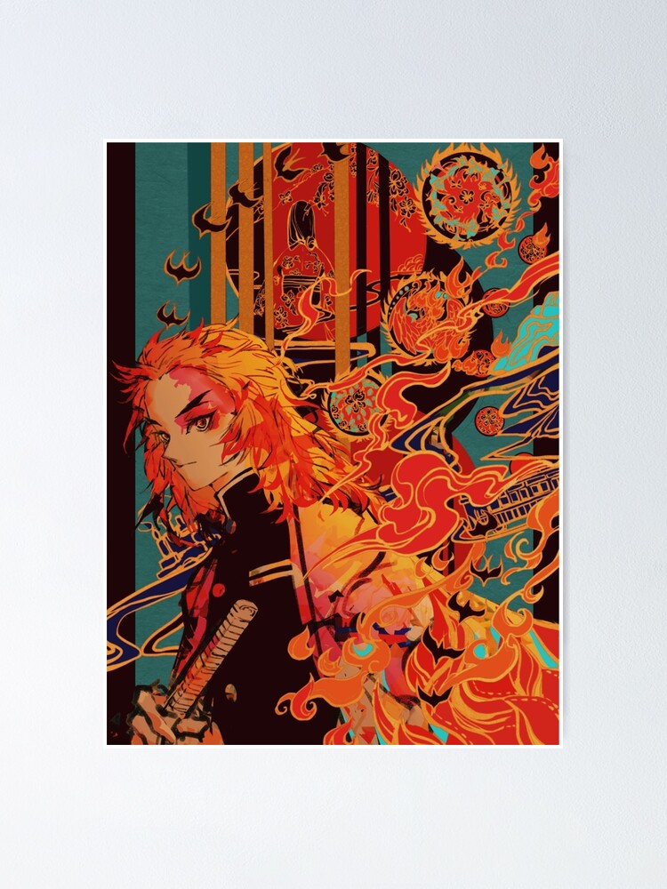 Aesthetic Rengoku Poster By Adarshajith Redbubble