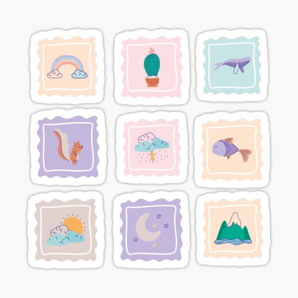 “Cute Colorful Kawaii Stamps Pack” Sticker for Sale by lodarohit