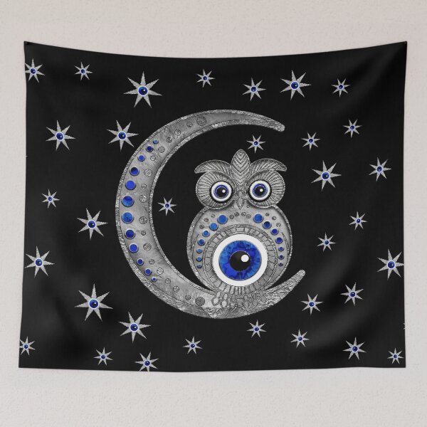 Item preview, Evil Eye Amulet - Owl on the moon designed and sold by k9printart.