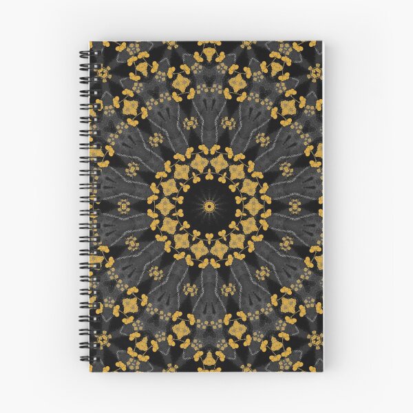 Item preview, Japanesque Floral Mustard Yellow Black Circular  Pattern 2 Artist Jenny Meehan designed and sold by Jenny Meehan Art Prints and Patterns  .
